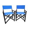 Folding Chair Wooden Director Chair Canvas Folding Chair Folding Chair 2pcs/set populus + Canvas (Color : Blue) - as Pic