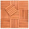 Outdoor Patio 6-Slat Eucalyptus Interlocking Deck Tile (Set of 10 Tiles) - as Pic