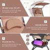 Folding Recliner Lounge Chair with Shade Canopy Cup Holder - coffee