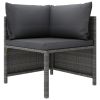 4-Seater Patio Sofa with Cushions Gray Poly Rattan - Grey