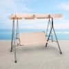 Bosonshop 3 Person Outdoor Porch Patio Swing Chair with Stand and Waterproof Canopy All Weather Resistant Swing Bench;  Beige - KM3450