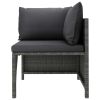 4-Seater Patio Sofa with Cushions Gray Poly Rattan - Grey