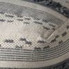 Kipling Large Contemporary Faux Yarn Pouf Ottoman, Ivory and Gray - as Pic