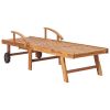 Sun Lounger Solid Teak Wood - Brown