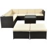 9 Piece Rattan Sectional Seating Group with Cushions and Ottoman, Patio Furniture Sets, Outdoor Wicker Sectional - Beige