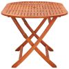 Folding Patio Table 63"x33.5"x29.5" Solid Eucalyptus Wood - Brown