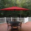 Simple Deluxe 9ft Outdoor Market Table Patio Umbrella with Button Tilt, Crank and 8 Sturdy Ribs for Garden, Red - as Pic