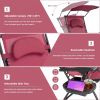 Folding Recliner Lounge Chair with Shade Canopy Cup Holder - Wine