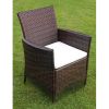 9 Piece Patio Dining Set with Cushions Poly Rattan Brown - Brown