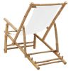 Deck Chair Bamboo and Canvas Cream White - White