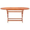 Folding Patio Table 63"x33.5"x29.5" Solid Eucalyptus Wood - Brown