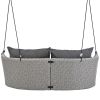 51.9' 2-Person Hanging Seat; Rattan Woven Swing Chair; Porch Swing With Ropes - Gray