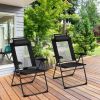 2 Pieces Patio Adjustable Folding Recliner Chairs with 7 Level Adjustable Backrest - Black