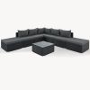 8-Pieces Outdoor Patio Furniture Sets, Garden Conversation Wicker Sofa Set, Single Sofa Combinable, Beige Cushions Gray Wicker - Gray