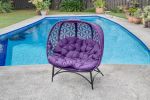 56 H x 50 W x 26 D Outdoor Purple Cozy Pumpkin Loveseat with Cushion and Flower of Life Design - as Pic