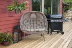 56 H x 50 W x 26 D Outdoor Beige Cozy Pumpkin Loveseat with Cushion and Dreamcatcher Design - as Pic