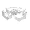 9 Piece Rattan Sectional Seating Group with Cushions and Ottoman, Patio Furniture Sets, Outdoor Wicker Sectional - Beige