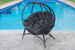 56 H x 45 W x 26 D Outdoor Black Overland Cozy Ball Chair with Cushion - as Pic