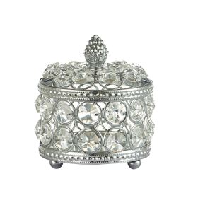 European Style Crystal Jewelry Box Iron Plating (Option: Silver-L)