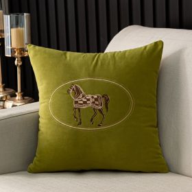 Hand-embroidered Cushion Cover Horse Pattern Pillowcase (Option: Green-45x45cm)