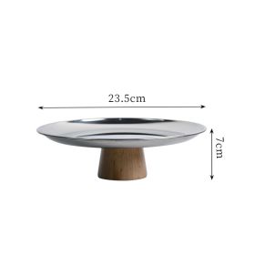 Household Style Metal Round Solid Wood Base Tray (Option: Photo Color-large)