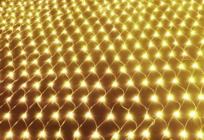 Christmas led lights string lights outdoor waterproof fishnet lights full of stars paved holiday lights wedding ins decorative lights (Option: Warm White-1.5x1.5m 96 leds)