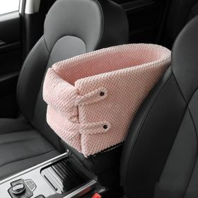 Portable Pet Dog Car Seat Central Control Nonslip Dog Carriers Safe Car Armrest Box Booster Kennel Bed For Small Pets Travel (Option: Pink coral fleece)