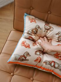 Creative Printed Silk Feeling Puppy Pillow Sofa Cushion (Option: Hall Dog)