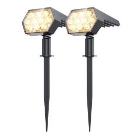 Solar Light Outdoor 92 LED Spotlight IP67 Waterproof (Option: Warm White-2PCS-USB)