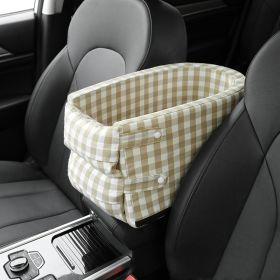 Portable Pet Dog Car Seat Central Control Nonslip Dog Carriers Safe Car Armrest Box Booster Kennel Bed For Small Pets Travel (Option: Small lattice coffee white)