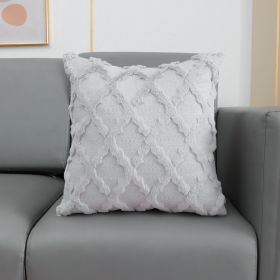 Plush Embroidered Diamond Pillow Cover (Option: 45x45cm-Grey)