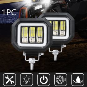 Fog Light With Aperture Angel Eye Motorcycle Spotlight Off-road Vehicle (Option: White-Square-1PC)