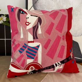 Embroidered Cushion Against Color Three-dimensional Throw Picasso Abstract Pillowcase (Option: Fiddler girl-45x45cm-Pillowcase)