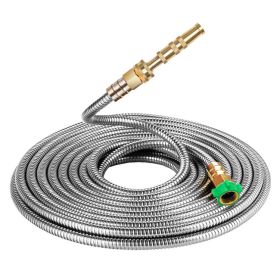 Stainless Steel Garden Hose With Brass Garden Hose Nozzle (Option: As shown-50FT)