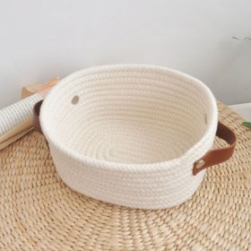 Hand Woven Cotton Thread Storage Basket (Option: Double Ear Rice White)