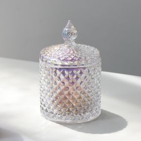 Puff Storage Box Bathroom Cotton Swab Storage Box Dressing Table Jewelry Glass Storage Jar (Option: Colorful purple)