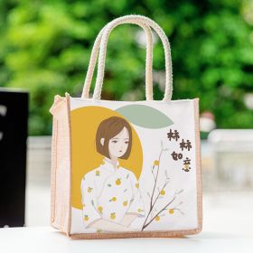 Casual Tote Bag For Students To Organize Small Book Bag Lunch (Option: Persimmon-20x21.5x13cm)