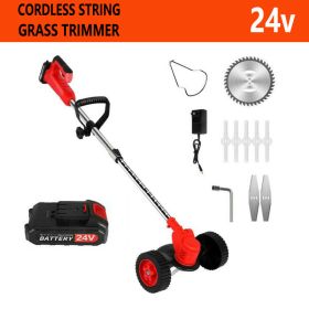 24V Lithium Electric Lawn Mower With Wheels Foreign Trade Exclusive For Cross-border Grass Trimmer Household Weeding Machine (Option: Red-One battery one charge-US)