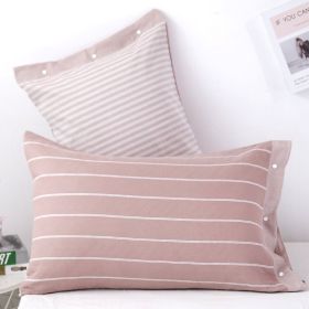 Three-layer Gauze Cotton Pillowcase European Style (Option: Horizontal Stripes Light Pink-52x75cm)