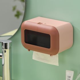 Household Wall-mounted Tissue Box Bathroom Supplies (Color: Pink)