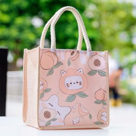 Casual Tote Bag For Students To Organize Small Book Bag Lunch (Option: Peach peach cat-20x21.5x13cm)