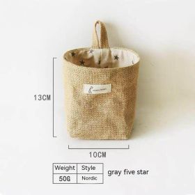 Wall-mounted Desktop Sundries Jute Storage Bag Bathroom S (Option: Gray Five Stars)