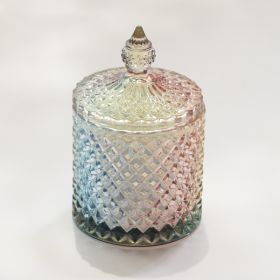 Puff Storage Box Bathroom Cotton Swab Storage Box Dressing Table Jewelry Glass Storage Jar (Option: Glass color)