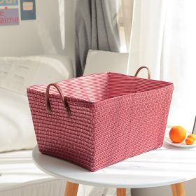 Household Fashion Cotton String Storage Basket Dirty (Option: Red-45x35x25cm)