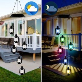 Outdoor Solar Wind Chime Lamp Hummingbird Butterfly Ball Wind Chime Garden Decoration (Option: Kerosene lamp-Black shell lamp holder)