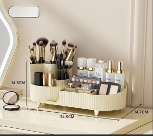 Cosmetics Storage Box Rotating Pen Holder Dresser Table Large Capacity Makeup Brush Lipstick Eye Shadow Puff Storage Rack (Option: Combination Cream)