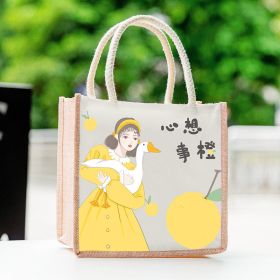 Casual Tote Bag For Students To Organize Small Book Bag Lunch (Option: Wishful orange-20x21.5x13cm)