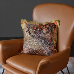 Leopard Living Room Sofa Cushion Tassel Print Pillowcase (Option: Orange-45x45cm)