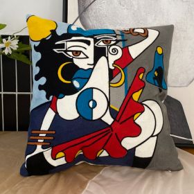 Embroidered Cushion Against Color Three-dimensional Throw Picasso Abstract Pillowcase (Option: Musician-45x45cm-Pillowcase)