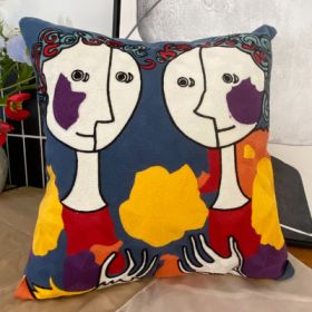 Embroidered Cushion Against Color Three-dimensional Throw Picasso Abstract Pillowcase (Option: Me in the mirror-45x45cm-Pillowcase)